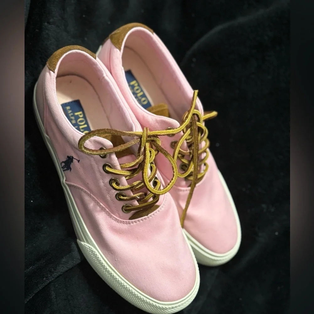 Polo by Ralph Lauren Pink and Brown Sneakers with Iconic Logo